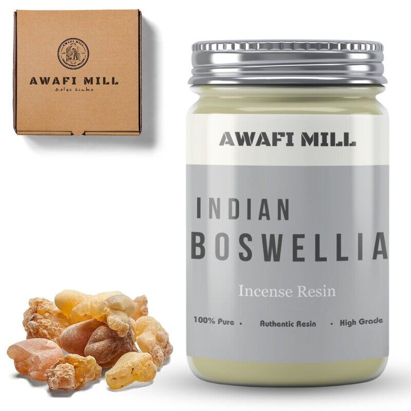 

Awafi Mill Boswellia Serrata Indian Frankincense Resin Tears Incense - Premium Quality Incense Ingredient (Bottle of 100 gram 3.5 Oz)