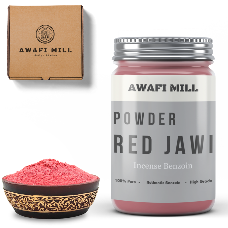 Awafi Mill Natural Red Jawi Incense Resin Powder - 100% Pure and Sustainable - Sweet and Balsamic Aroma  (Bottle Of (100 Gram Fine Powder))