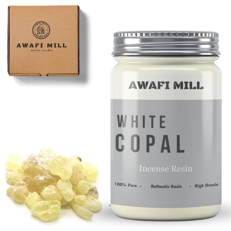 Awafi Mill White Copal Premium Incense Resin - Incense Ingredient  Pure Nature Resin (Bottle of 100 gram  3.5 Oz)