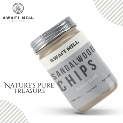 Awafi Mill Indian Sandalwood Chips  - Perfect for Incense,Bakhoor Making  - Pack Of (100 Gram Of Chips)