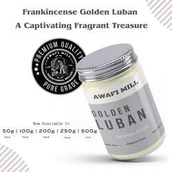 Awafi Mill Frankincense Tears - Golden Luban  Aromatic Smoke Resins - Incense Ingredient  Pure Resin (Bottle of 100 gram  3.5 Oz)