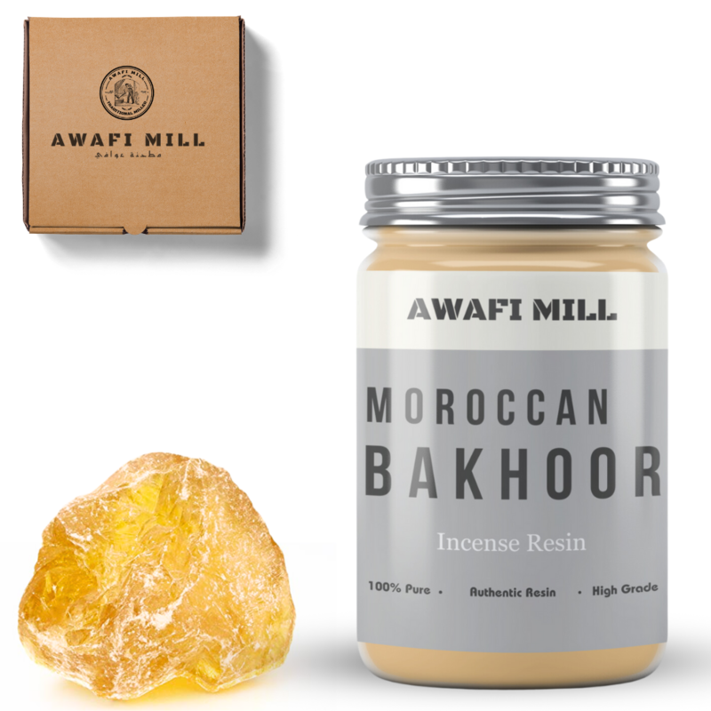 Awafi Mill Moroccan Bakhoor - HIgh Grade Resin  Aromatic Smoke for Exotic Fragrance Experience (Bottle of 100 gram  3.5 Oz)