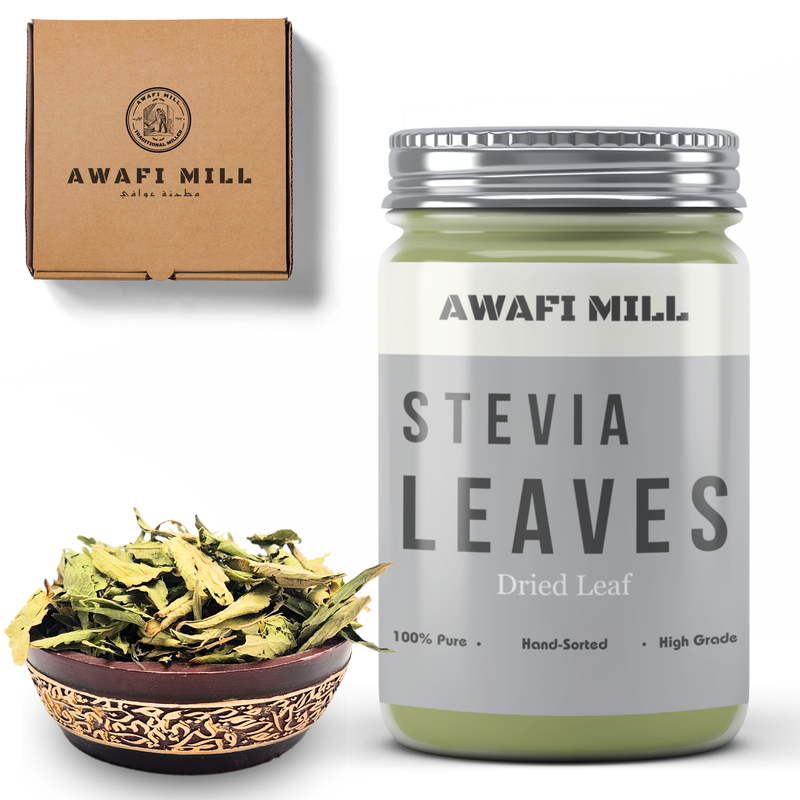 

Awafi Mill Dried Stevia Leaves - Natural Sweetener for Healthy Cooking and Beverages (Bottle of 100 gram / 3.5 Oz)