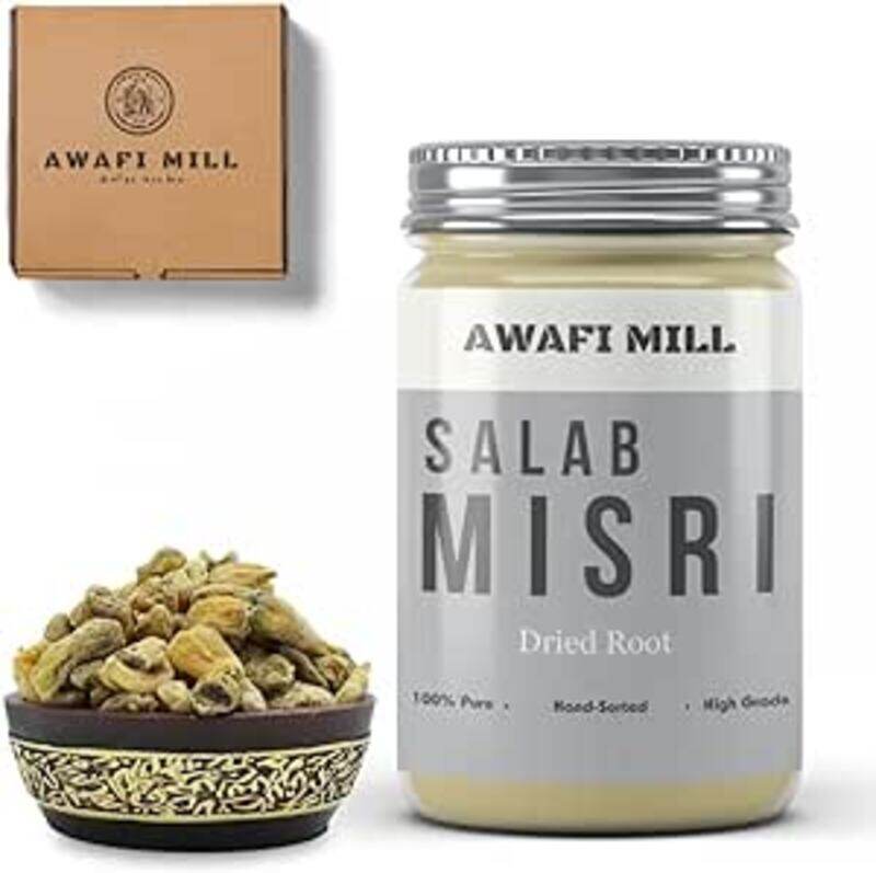 

AWAFI MILL Salab Misri Herbal Candy - Natural Energy Boost - Traditional Middle Eastern Confection - Pure and Exotic Flavor (Bottle of 100 gram / 3.5