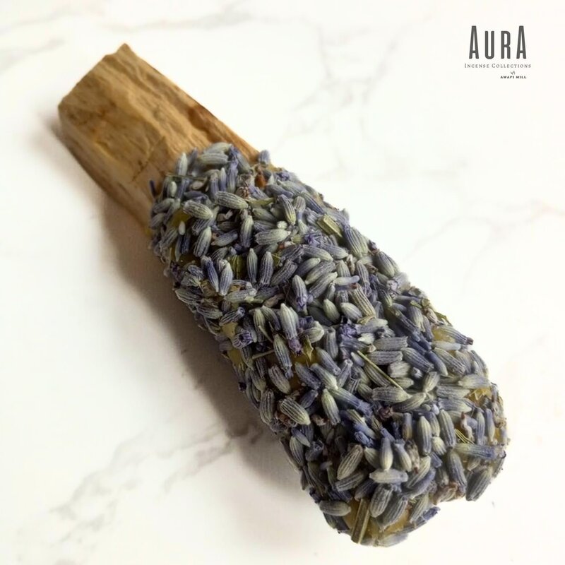 Awafi Mill Palo Santo Lavender Fusion Smudge Set  Organic Beeswax  Wildcrafted Palo Santo from Peru  - (GIFT PACK SET OF 6 POPS)