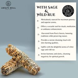 AURA INCENSE Sage Smudge Stick with Wild Rue - Authentic Cleansing Bundle by AWAFI MILL (Pack of 5 Stick)