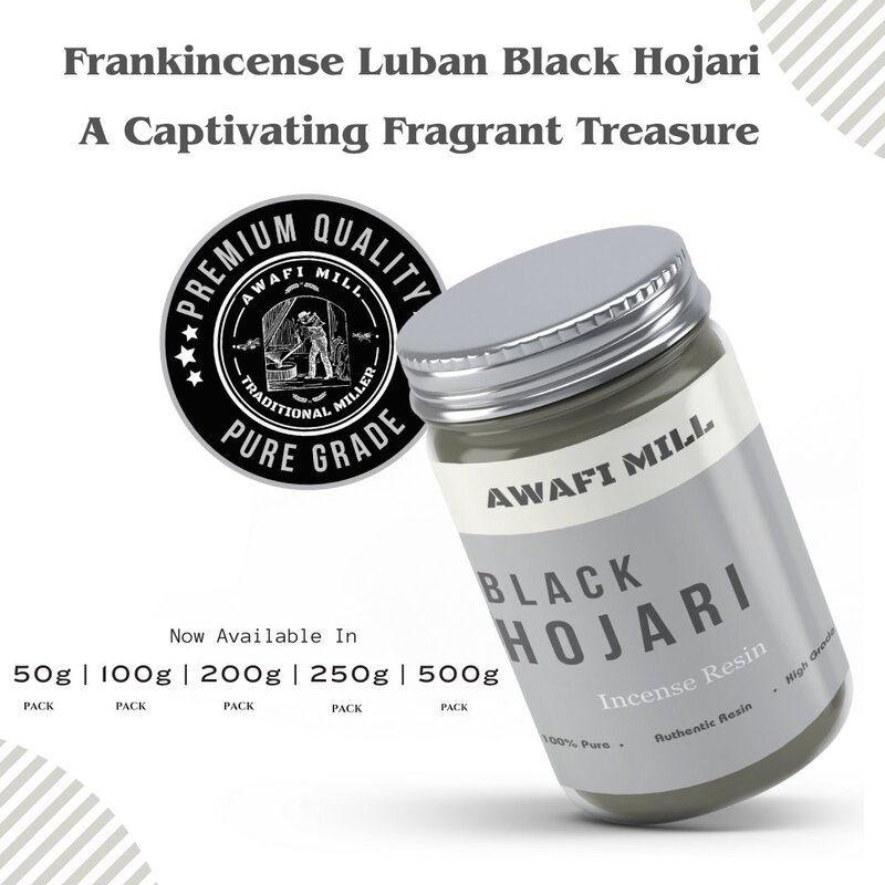 Awafi Mill Frankincense Luban Black Hojari Resin from Oman - Premium Resin  Pure Natural Resin (Bottle of 100 gram  3.5 Oz)