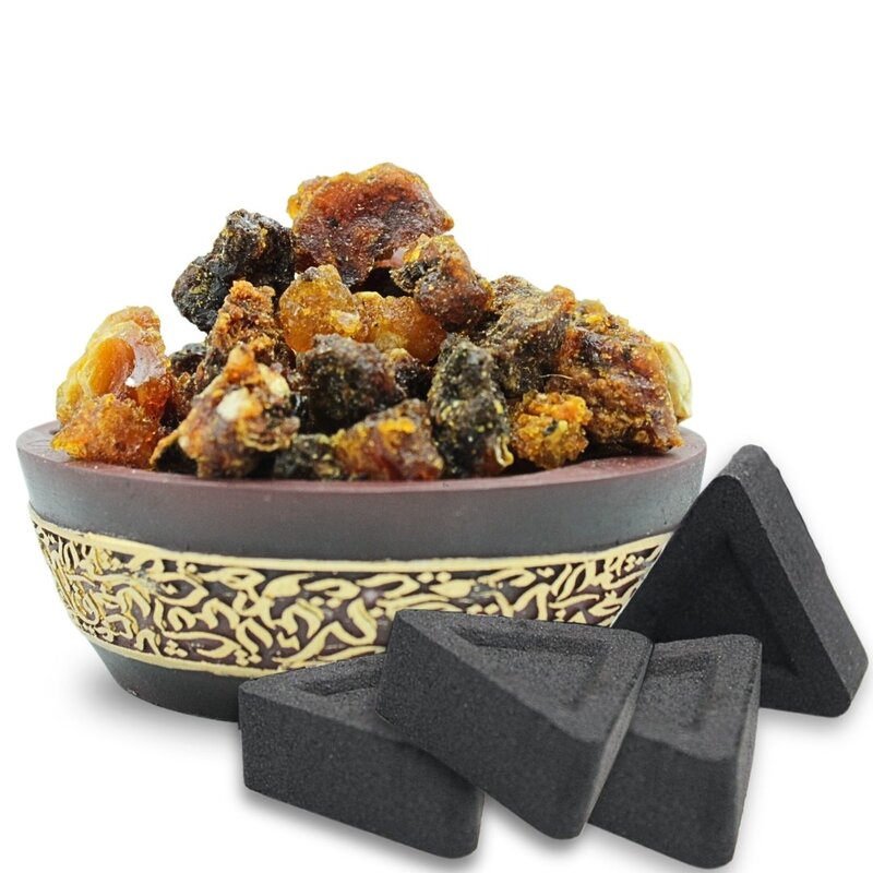 AWAFI MILL Opoponax Resin Incense - Premium Handpicked Resin with Triangle Charcoal Tablet (Pack of 120 Gram with 20 Charcoal Piece)