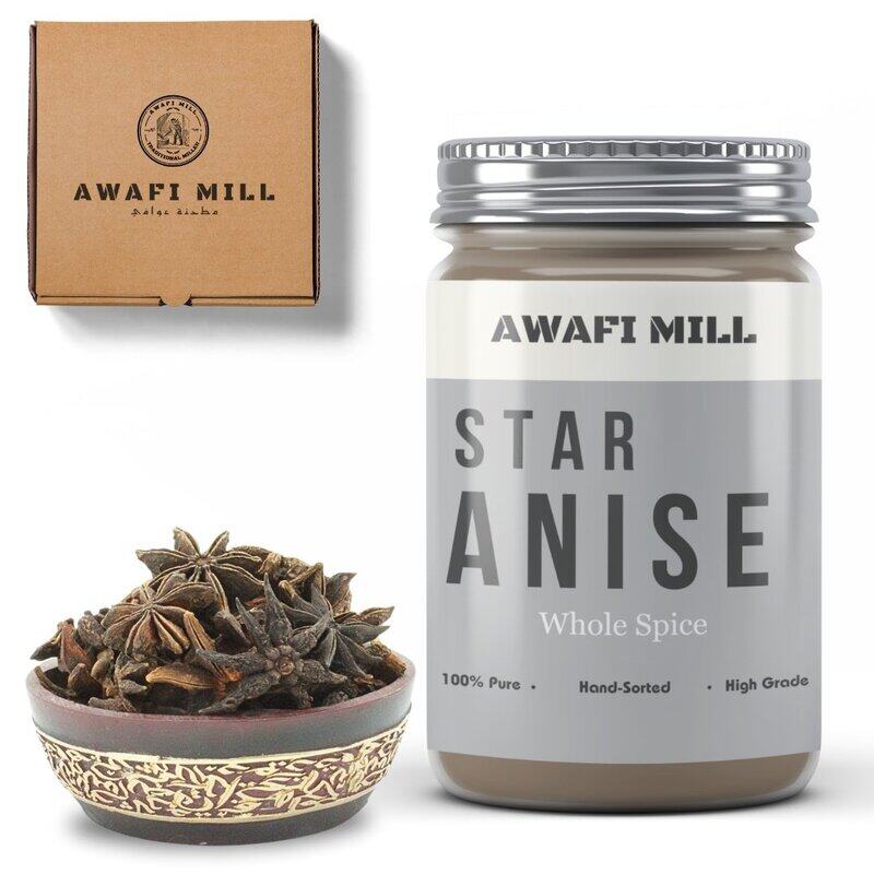 

AWAFI MILL Whole Star Anise Spice - Exotic Flavor Infusion - Culinary Essential for Gourmet Delights - Aromatic Spice for Inspired Cooking (Bottle of