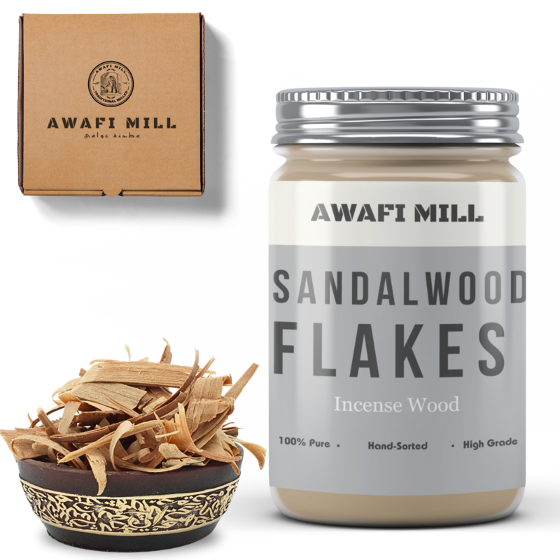 Awafi Mill Sandalwood Flakes - Premium Quality Aromatic Wood Fragments (Pack of 120 gram)