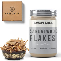 Awafi Mill Sandalwood Flakes - Premium Quality Aromatic Wood Fragments (Pack of 120 gram)