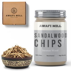 Awafi Mill Indian Sandalwood Chips  - Perfect for Incense,Bakhoor Making  - Pack Of (100 Gram Of Chips)