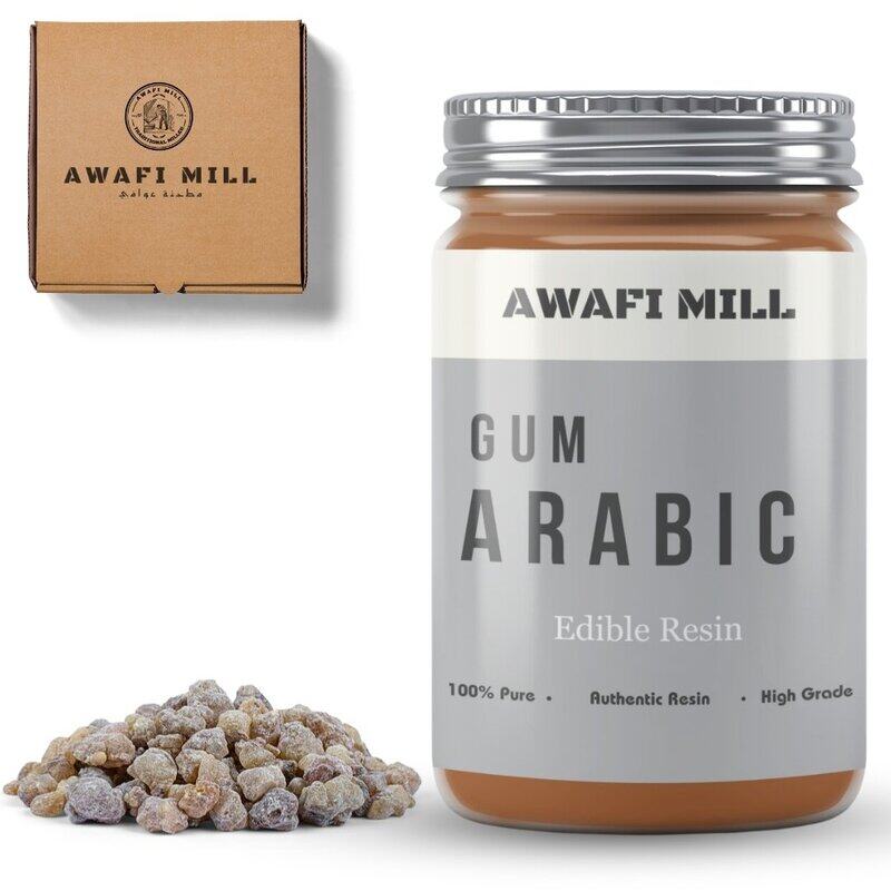 

Awafi Mill Arabic Thickener - Beautiful and Large Resin Pure Aromatic - Pure Natural Resin (Bottle of 100 gram / 3.5 Oz)