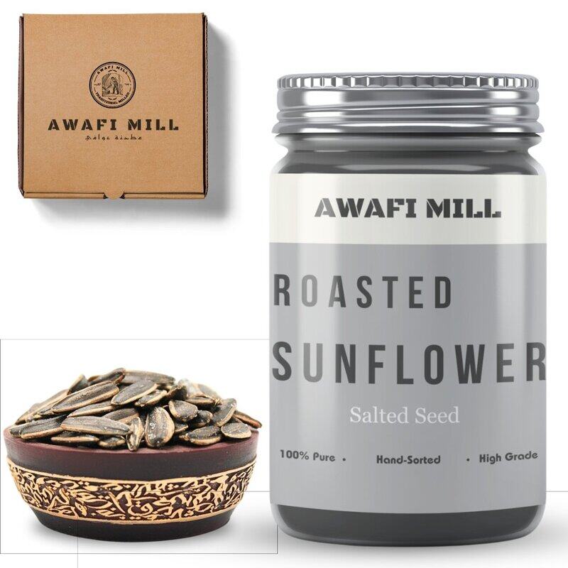 

AWAFI MILL Roasted Salted Sunflower Seeds - Crunchy & Delicious Snack - Perfect for On-the-Go Munching - Irresistible Salty Flavor (Bottle of 100 gram