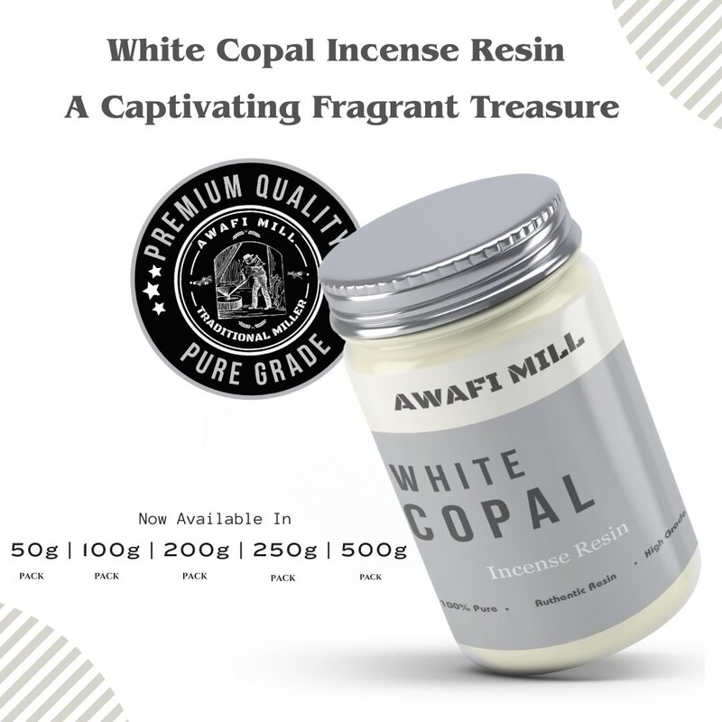 Awafi Mill White Copal Premium Incense Resin - Incense Ingredient  Pure Nature Resin (Bottle of 100 gram  3.5 Oz)