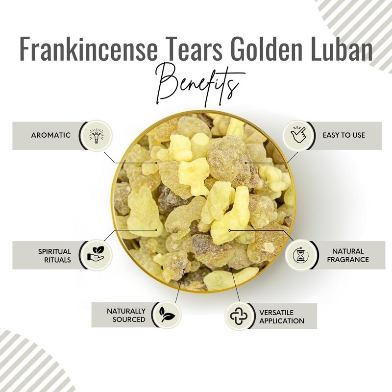 Awafi Mill Frankincense Tears - Golden Luban  Aromatic Smoke Resins - Incense Ingredient  Pure Resin (Bottle of 100 gram  3.5 Oz)