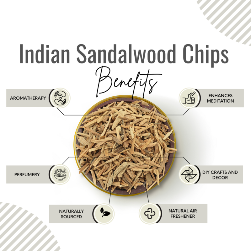 Awafi Mill Indian Sandalwood Chips  - Perfect for Incense,Bakhoor Making  - Pack Of (100 Gram Of Chips)