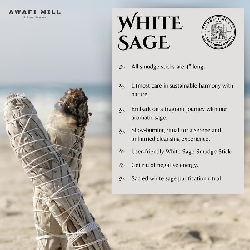 AWAFI MILL White Sage with Rosemary Smudge Stick - Purify and Uplift Your Space - Calming Herbal Bundle for Spiritual Cleansing (Pack of 5 Stick)