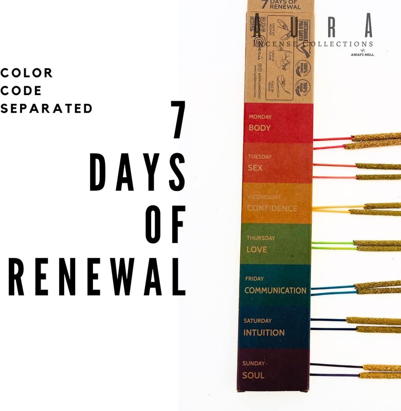 Awafi Mill 7 DAYS OF RENEWAL" Palo Santo Oraganic INCENSE STICKS 14 STICKS  Duration +50Min  100% Vegan