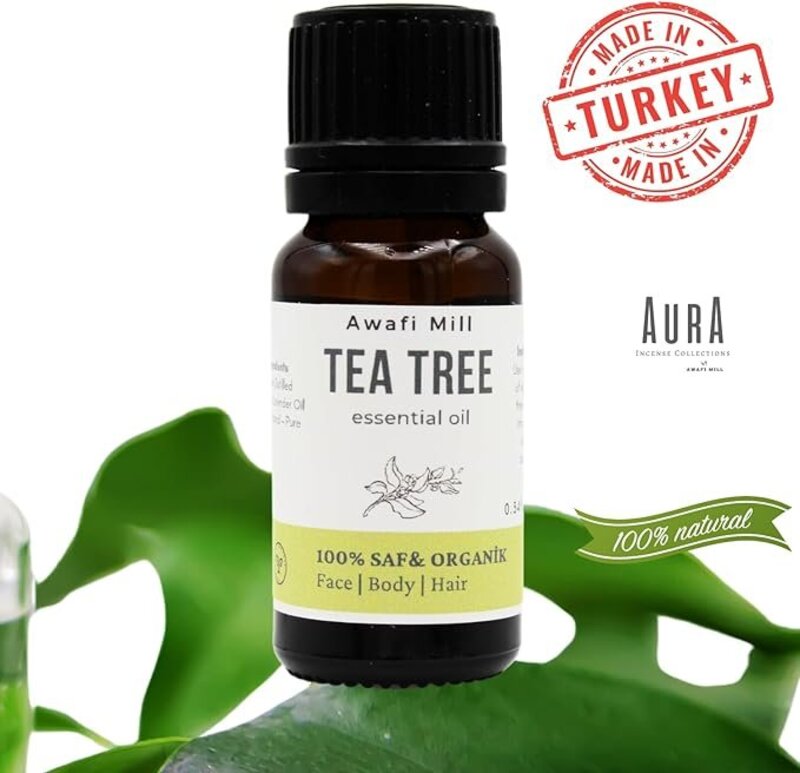 Pure Tea Tree Essential Oil - (10 Ml) Made In Turkey  Face  Body  Hair  Tea Tree Essential Oil for Skin Dry Scalp Foot Soak and Nail Cleaner (10 Ml)