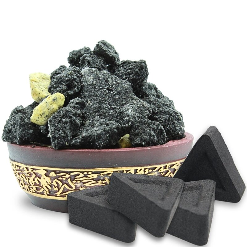 AWAFI MILL Black Jawi Benzoin Incense - Luxurious Vanilla Aromatic Smoke with Triangle Charcoal Tablet (Pack of 100 Gram with 10 Charcoal Piece)