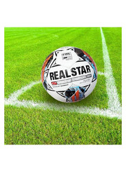 Real Star Football, Size 5, White/Orange/Black
