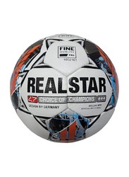 Real Star Football, Size 5, White/Orange/Black