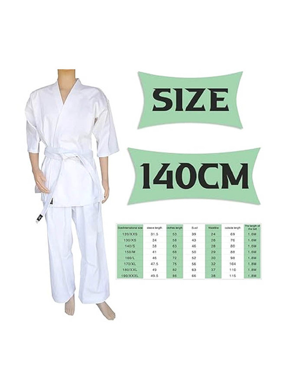 Buka Karate Uniform Training Uniform Set, 140cm, White