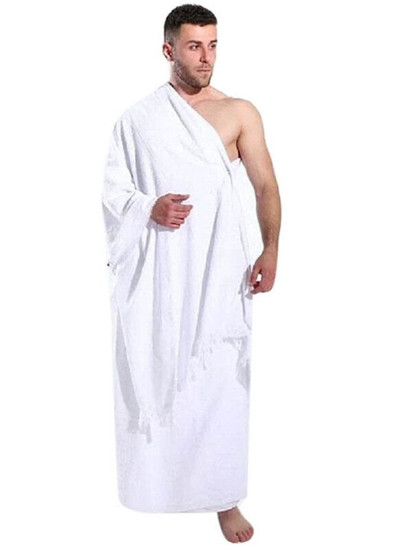 

Generic Hajj Umrah Wearing Towel Clothing Ahram Set for Men, 2 Pieces, White