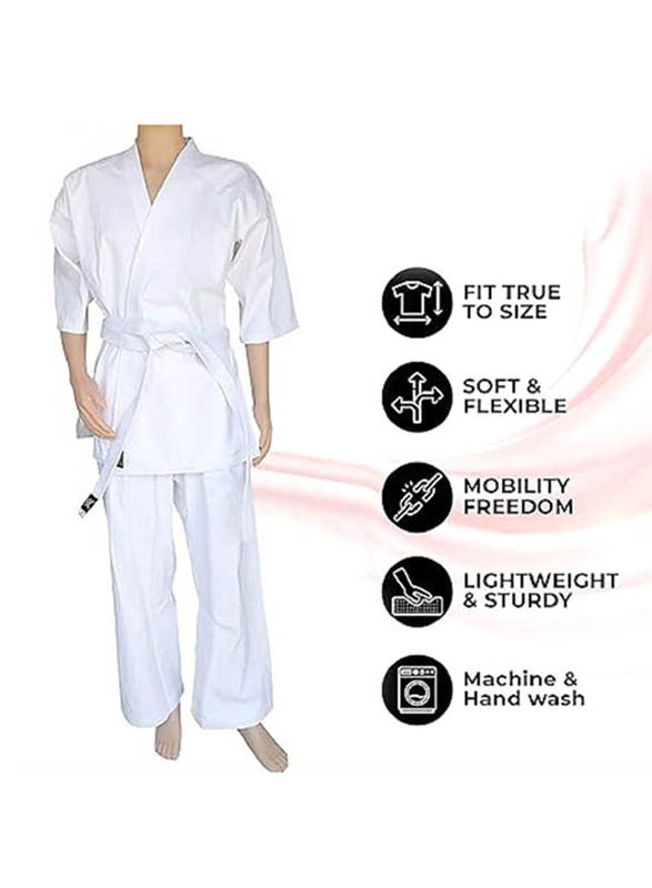 Buka Karate Uniform Training Uniform Set, 140cm, White