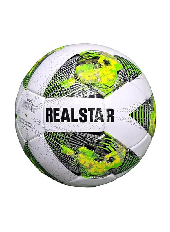 Real Star Football, Size 5, Black/White/Green