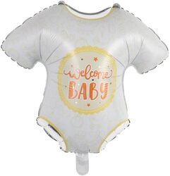 Welcome Baby Romper Balloon White. Cute Gift for Newborn Baby Boy or Girl Birthday Party Gender Reval Babyshower Decoration Supplies little Prince or Princess