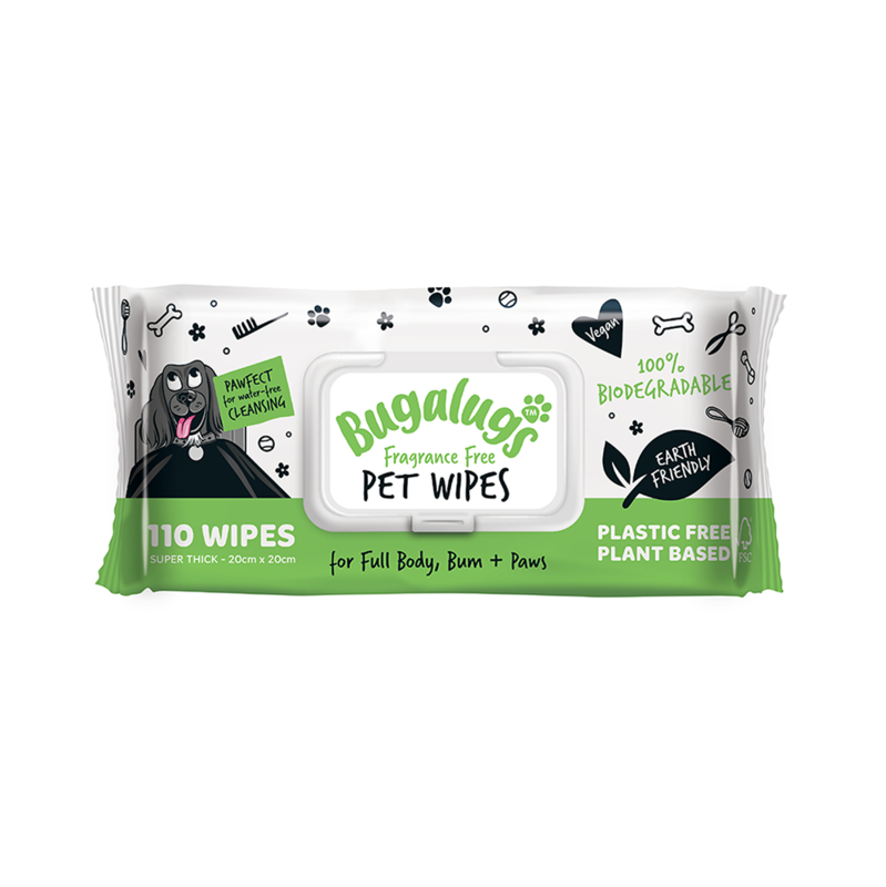 

Bugalugs Fragrance Free Biodegradable Pet Wipes Pack of 110