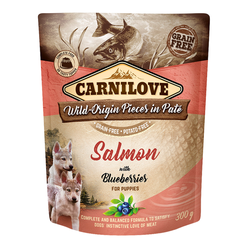 

Carnilove Salmon with Blueberries for Puppies (Wet Food Pouches) 12x300g