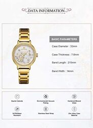 Naviforce Analog Watch for Women with Stainless Steel Band, Water Resistant, NF5016 G/W, Gold-White