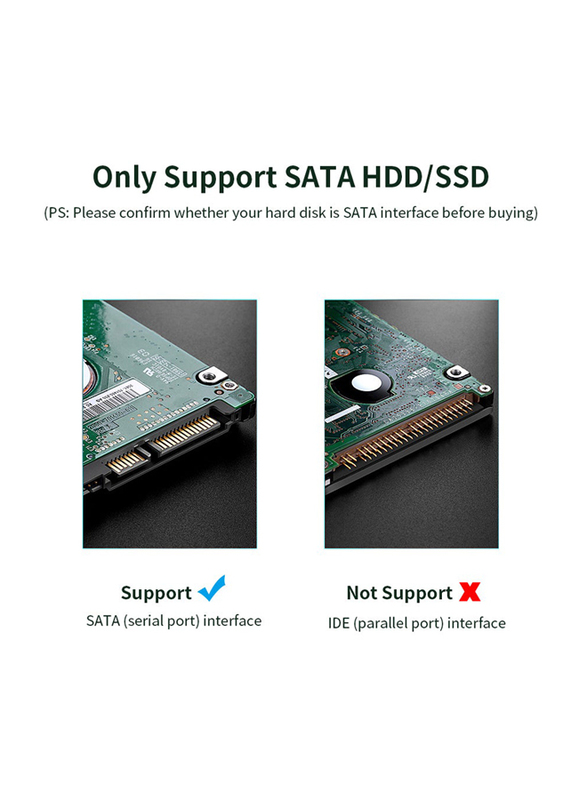 SATA SSD HDD Enclosure USB2.0 to SATA Hard Disk Case Portable Tool-free SSD HDD Enclosure, Black