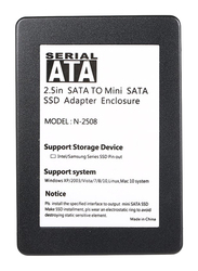 MSATA SSD To SATA Hard Disk Drive Adapter Enclosure Converter, Black