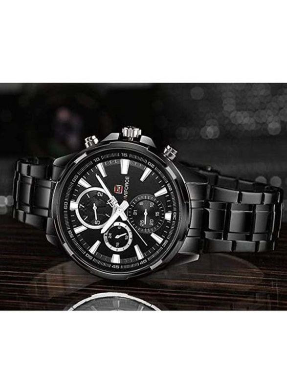 Naviforce Analog Watch for Men with Stainless Steel Band, Water Resistant and Chronograph, NF9089S, Black