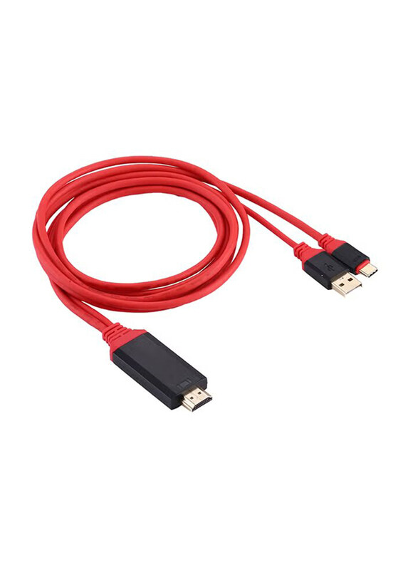

Generic Type-C to HDMI 4K/2K UHD Graphics Video Converter Cable with Smart Power Charge, Black/Red
