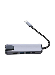 5-in-1 Type C USB Hub for MacBook Pro/Thunderbolt 3, Grey