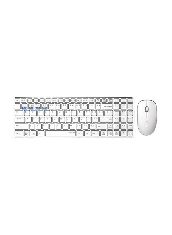 

Rapoo 9300M Wireless Arabic/English Keyboard and Mouse Combo, White