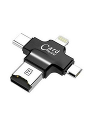 4-in-1 USB OTG TF Micro SD Card Reader, Black