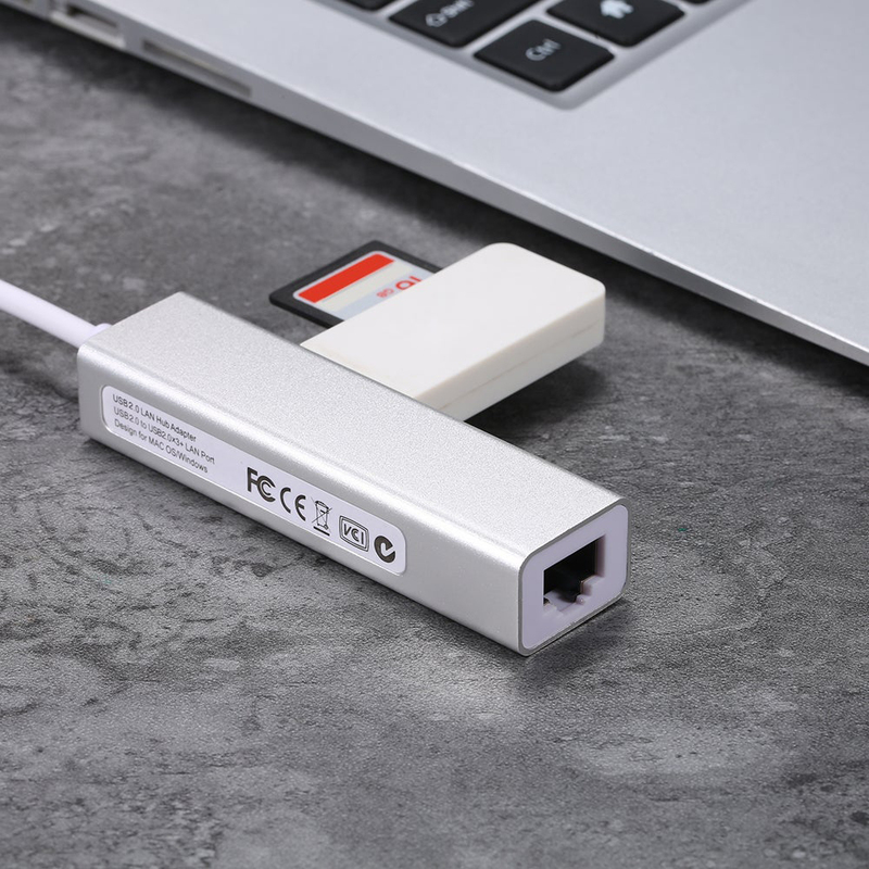 USB-C 3 Port Hub Fast Ethernet Adapter RJ45 Network Card for Macbook, Silver