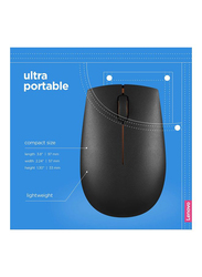 Lenovo 300 Wireless Compact Optical Mouse, Black/Red