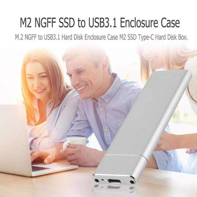 M.2 NGFF SSD 6Gbps to USB 3.1 Type-C Converter Adapter Enclosure Case M2 SSD Type-C Hard Disk Box, Black