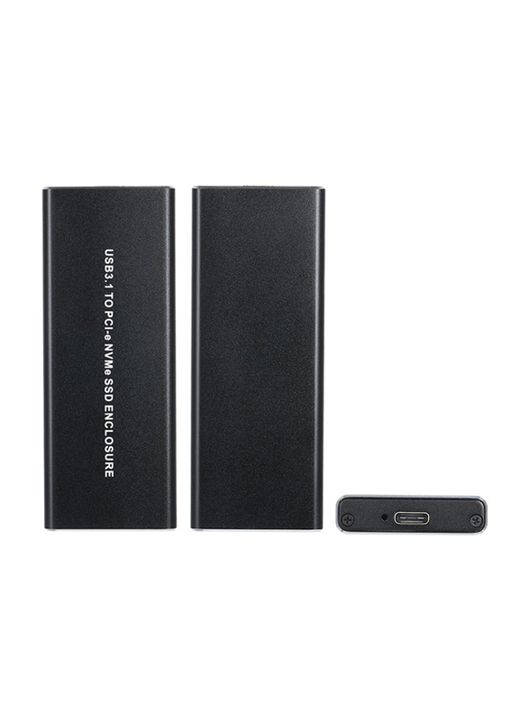 USB 3.1 to PCI-E NVMe SSD Enclosure Type-C 10Gbps M.2 Hard Disk Aluminum External Drive, Black