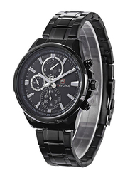 Naviforce Analog Watch for Men with Stainless Steel Band, Water Resistant and Chronograph, NF9089, Black