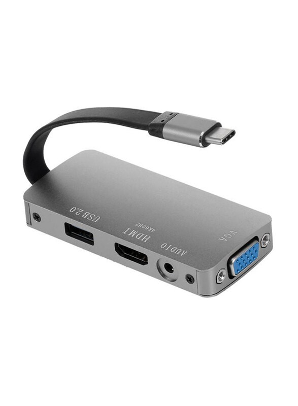 

Generic USB Type-C To HD VGA USB 2.0 Converter With Audio Jack, Grey