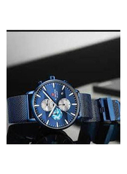 Naviforce Analog Watch for Men with Stainless Steel Band, Water Resistant and Chronograph, Nf9169M, Blue