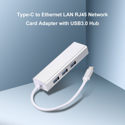 USB 3.0 to Ethernet LAN RJ45 Network Card Adapter with USB 3.0 Hub, Silver